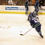Kyle Wellwood during pre-game skate