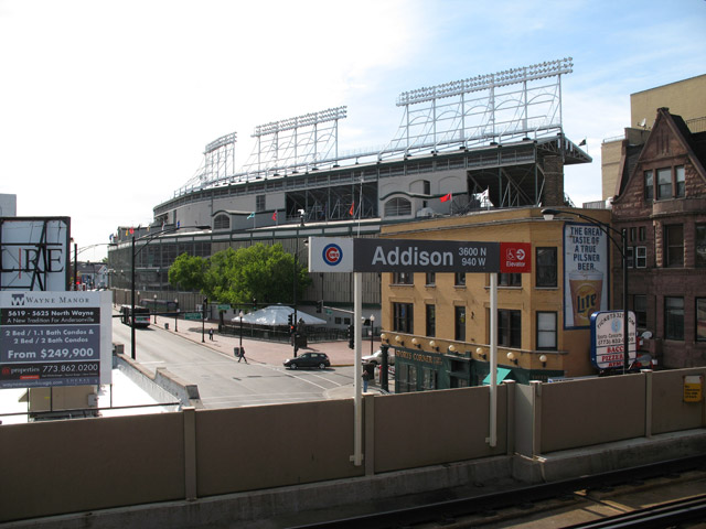 Wrigley Field from the Addison station