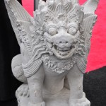 A statue at the Indonesia booth