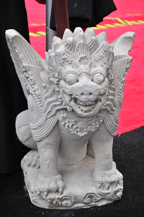 A statue at the Indonesia booth