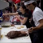 Slicing up brisket