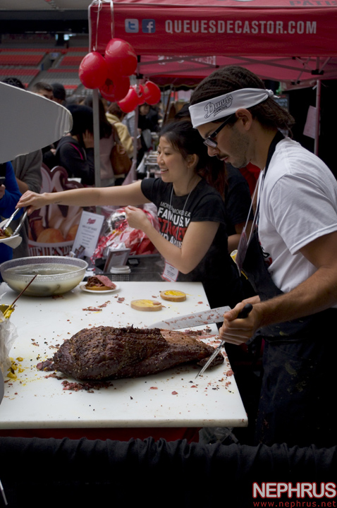 Slicing up brisket