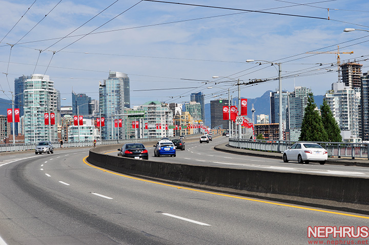 Cars on the Granville Street Bridge