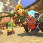 Link speeds along in Mario Kart 8 Link speeds along in Mario Kart 8
