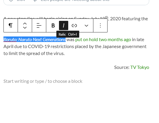 Block Editor screenshot