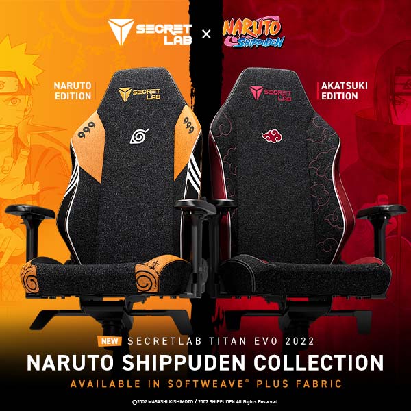 Secretlab Naruto and Akatsuki edition chairs