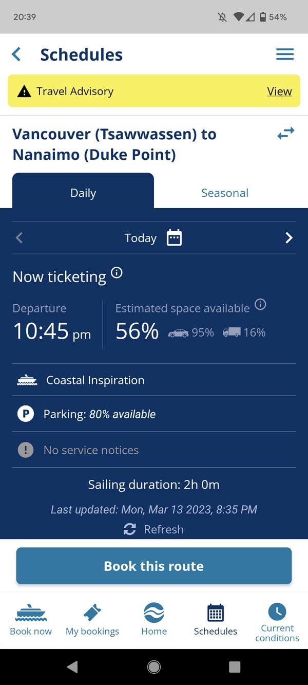BC Ferries app